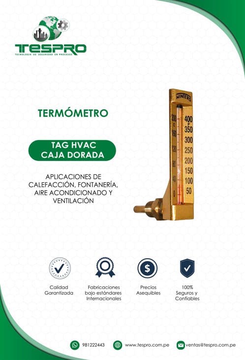 termómetro tag hvac caja dorada